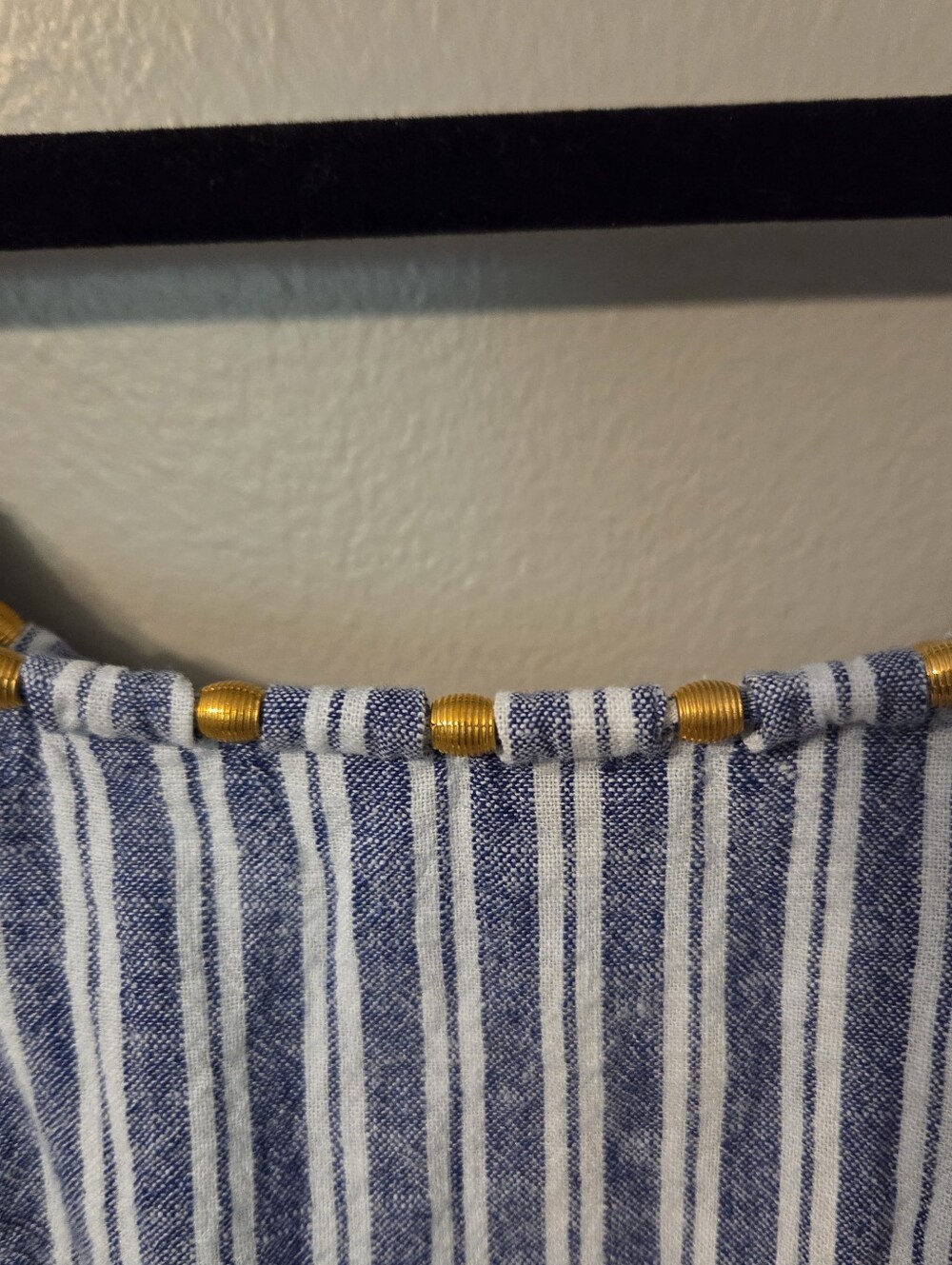 Calypso St Barth Women's Linen Blend Blue Stripe Beaded Maxi Dress Pockets XXS - Picture 4 of 10